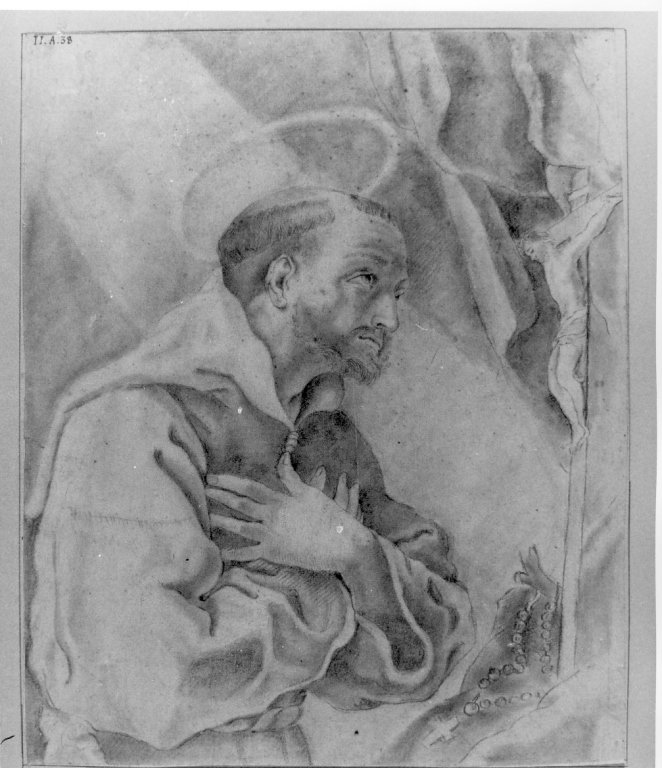 San Francesco d'Assisi in preghiera (disegno) - ambito italiano (fine sec. 